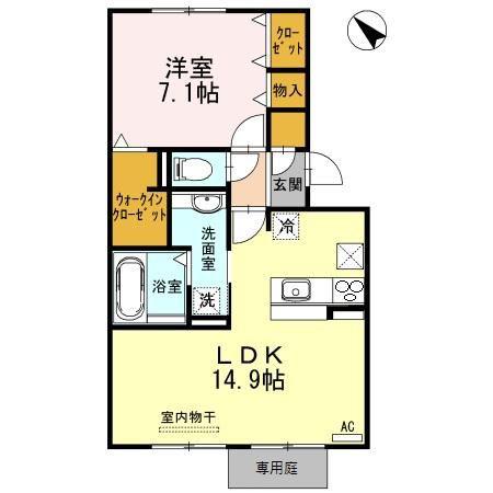 クレスト大針(1LDK/1階)の間取り写真