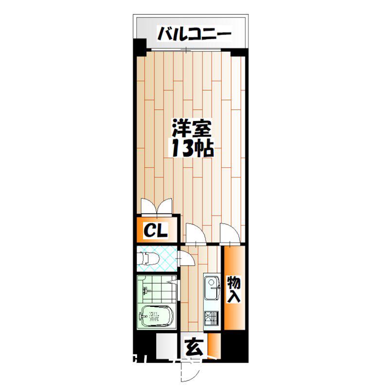 第8エルザビル(1K/8階)の間取り写真