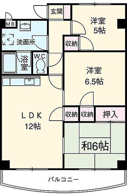 ドミールヒノデKANAMORI(3LDK/4階)の間取り写真