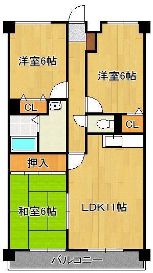 ウェルス嵐山(3LDK/2階)の間取り写真