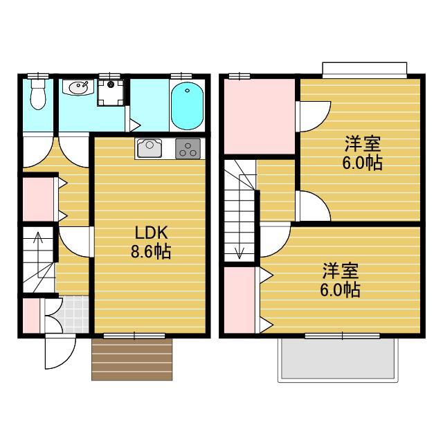 ピュアニッシモ(2LDK/1階)の間取り写真