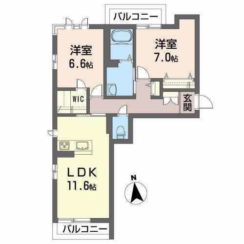シュエットメゾン壱番館(2LDK/3階)の間取り写真