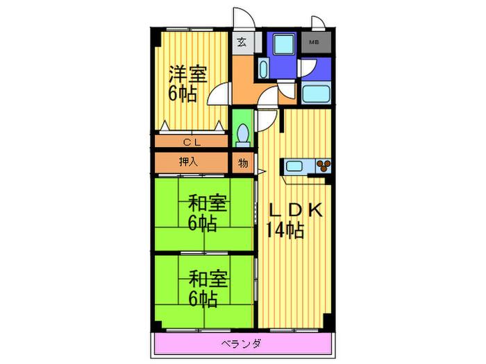 トムズコート悠希(3LDK/7階)の間取り写真