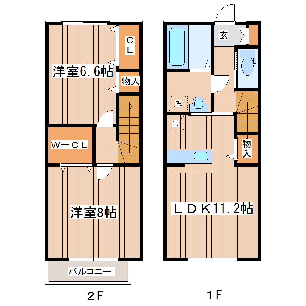 ボンヌ・シャンスK・H-O(2LDK/1階)の間取り写真