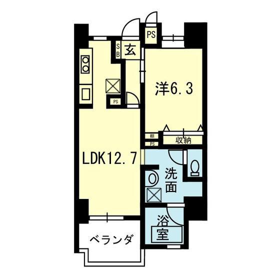 ドノーレ南熊本(1LDK/8階)の間取り写真