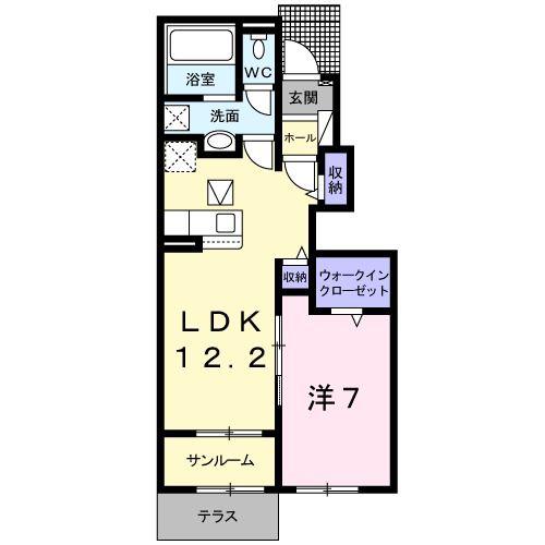 ポートゥボヌー(1LDK/1階)の間取り写真