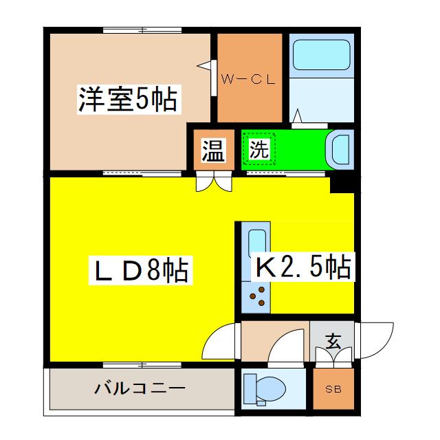 WOOD GARDEN(1LDK/3階)の間取り写真