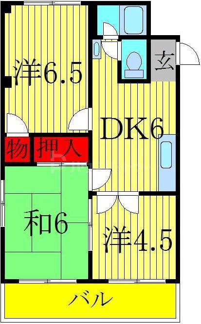 柏コーポラス(3DK/6階)の間取り写真