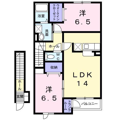 ガーデンヒルズII(2LDK/2階)の間取り写真