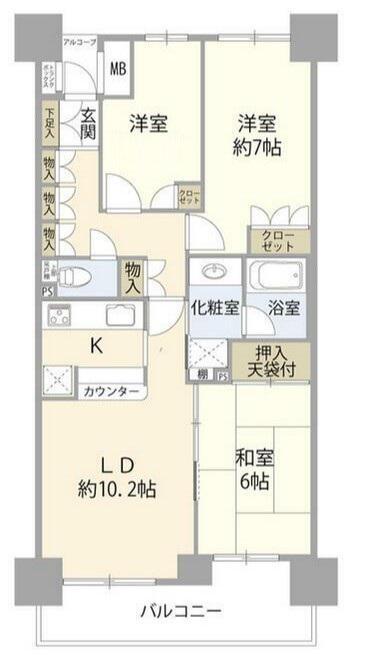 ダイアパレス立川(3LDK/16階)の間取り写真