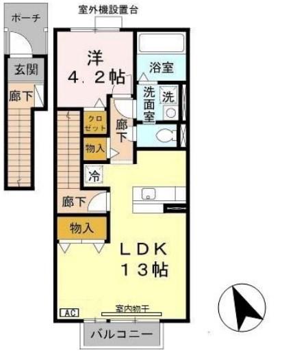 アゼリア大善(1LDK/2階)の間取り写真