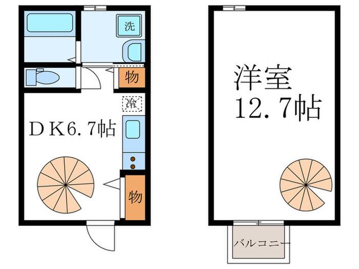 御所西篠(1DK/1階)の間取り写真