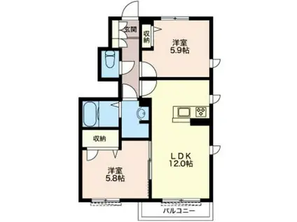 プルマージュ(2LDK/1階)の間取り写真