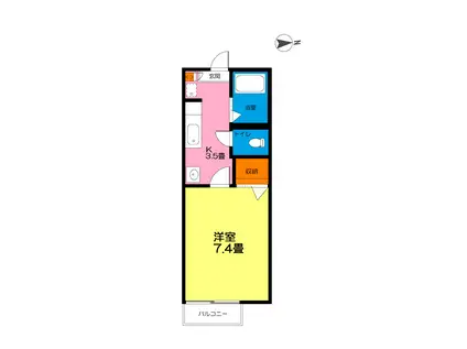 ソシアK(1K/2階)の間取り写真