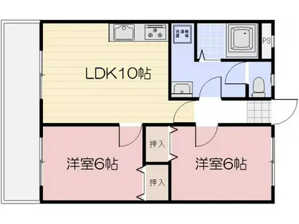コーポ平福(2LDK/3階)の間取り写真
