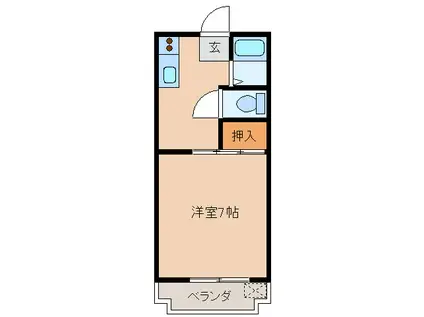 川崎ビル(1DK/3階)の間取り写真