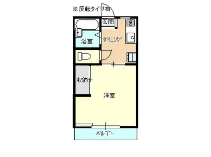 森ハイツB(1DK/2階)の間取り写真