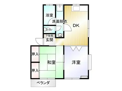 アラタハイツ(2DK/2階)の間取り写真