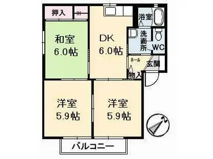 フォーレスODA A・B(3DK/1階)の間取り写真