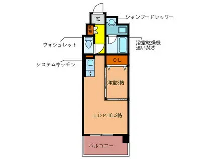 カメリアライジング博多(1LDK/4階)の間取り写真