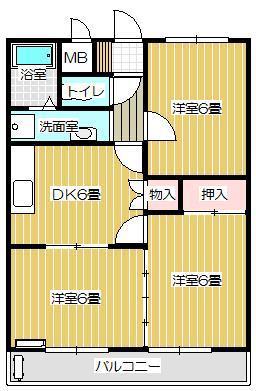 ペアパレスCHIBA(3DK/1階)の間取り写真