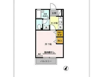 セジュール宮腰(1K/1階)の間取り写真