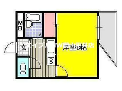 グリーンパーク賞田(1K/3階)の間取り写真