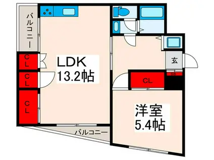 パルクレール日之出(1LDK/1階)の間取り写真