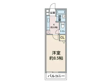 清和コモンズ(1K/2階)の間取り写真