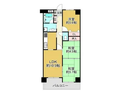 ライオンズマンション姫路西今宿(3LDK/1階)の間取り写真