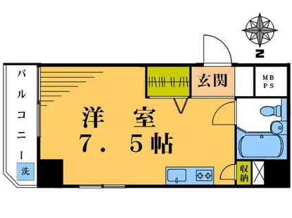 メイプルハイム(ワンルーム/2階)の間取り写真