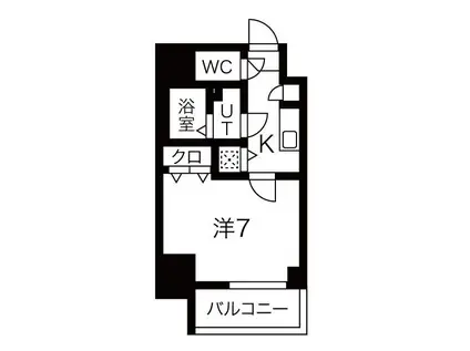 エスプレイス鶴舞ガーデンテラス(1K/2階)の間取り写真