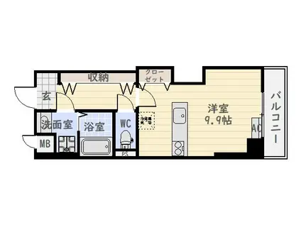 WOWマンションタケハラ(ワンルーム/3階)の間取り写真