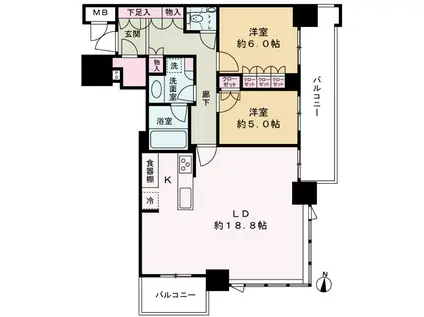 ブランズタワー梅田ノース(2LDK/15階)の間取り写真