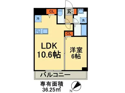 アサンテ稲毛海岸(1LDK/4階)の間取り写真