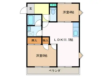 カプレーナ松阪(2LDK/3階)の間取り写真