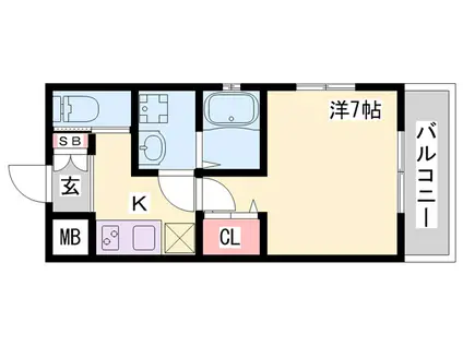 ワコーレヴィータ神戸下沢通PLUS(1K/1階)の間取り写真