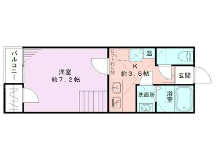 紫竹山五番館B棟(1K/2階)の間取り写真