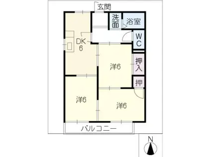 メゾン米野(3DK/1階)の間取り写真