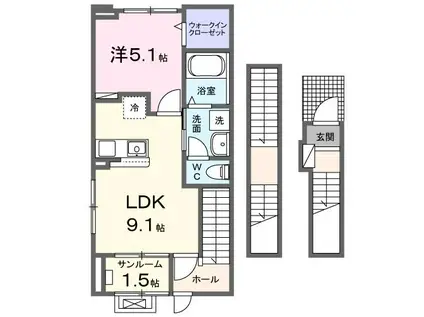 セントラル・ステーションA(1LDK/3階)の間取り写真