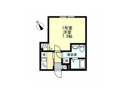 ベイルーム横須賀衣笠(1K/2階)の間取り写真