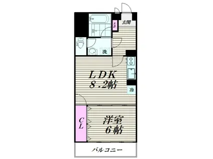 須賀マンション(1LDK/6階)の間取り写真