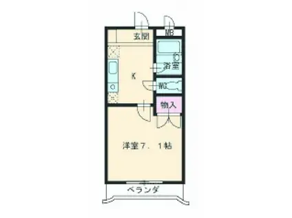 ユースハイム鶴里(1K/2階)の間取り写真