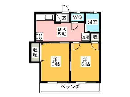 エクセルヤザワ(2DK/1階)の間取り写真