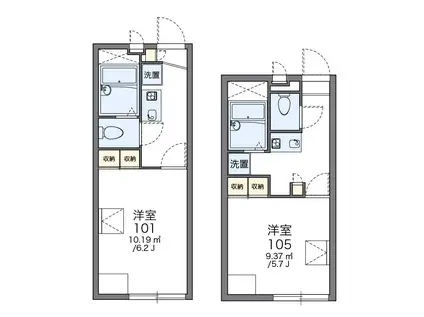 レオパレスメゾンドウエスト(1K/1階)の間取り写真
