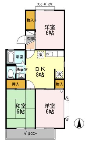 セジュールU(3DK/2階)の間取り写真