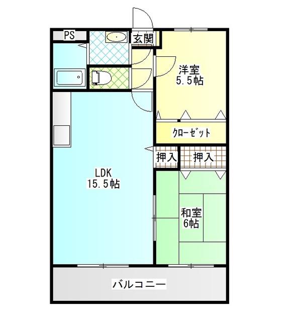 シトラスハーモニー(2LDK/1階)の間取り写真