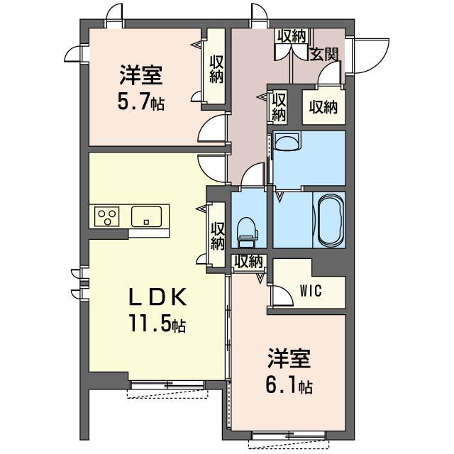 ピアチェーボレ(2LDK/1階)の間取り写真