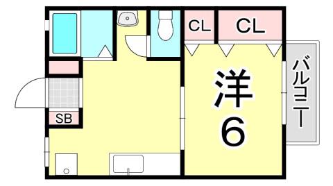 Aスクエア桜木町(1DK/2階)の間取り写真