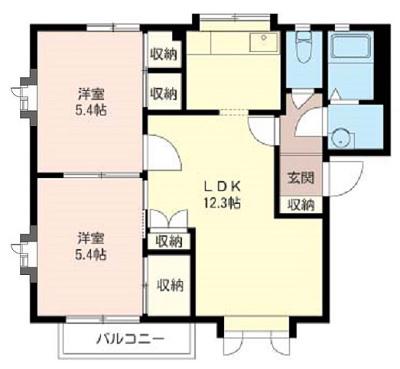 ヴェルドミールA(2LDK/2階)の間取り写真